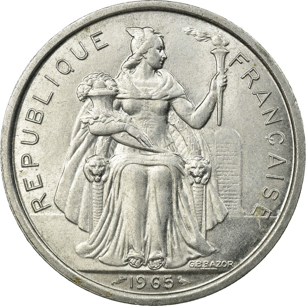 Coin, French Polynesia, 5 Francs, 1965, AU(55-58), Aluminum, KM:4