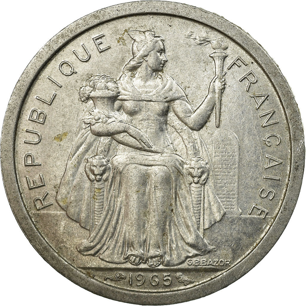 Coin, French Polynesia, Franc, 1965, EF(40-45), Aluminum, KM:2