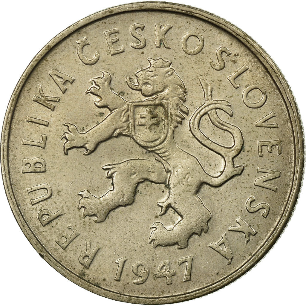 Moneda, Checoslovaquia, 2 Koruny, 1947, MBC, Cobre - níquel, KM:23