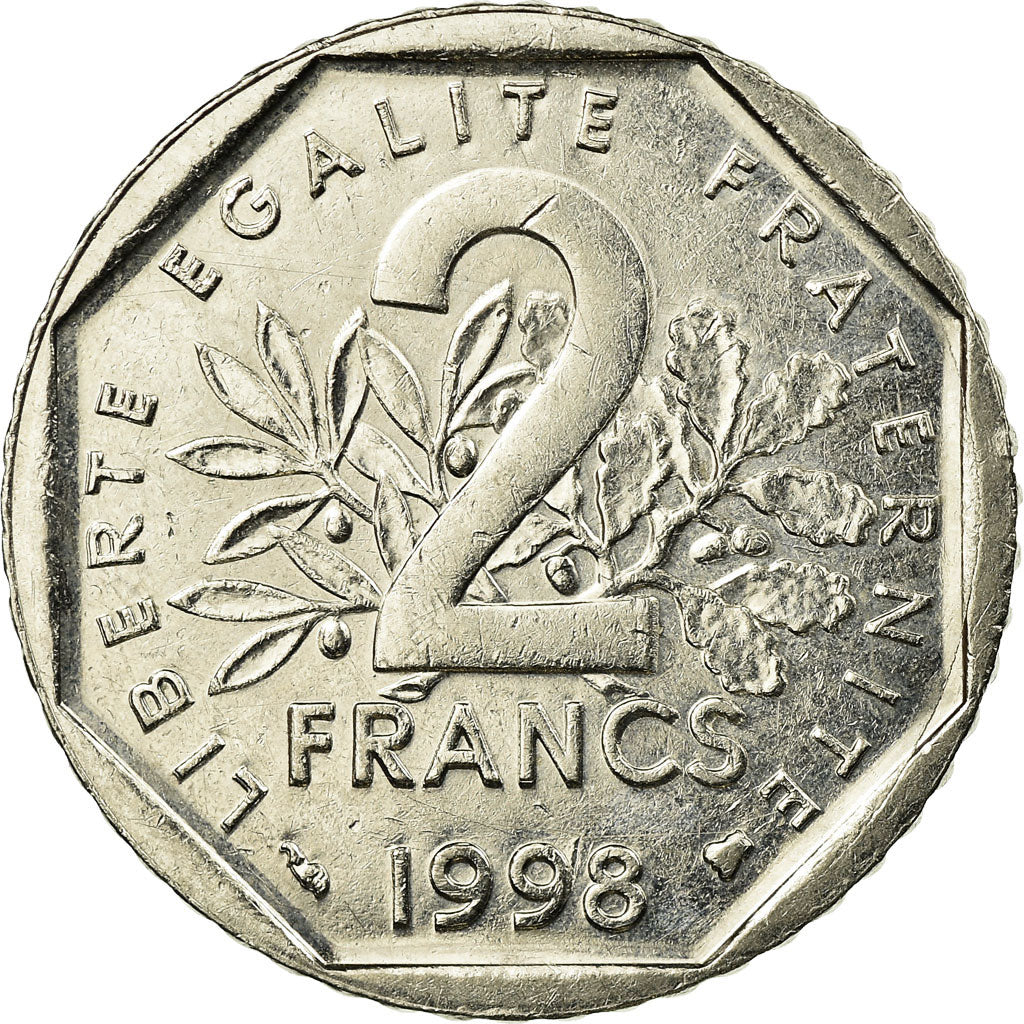 Münze, Frankreich, Semeuse, 2 Francs, 1998, SS+, Nickel, KM:942.2, Gadoury:547