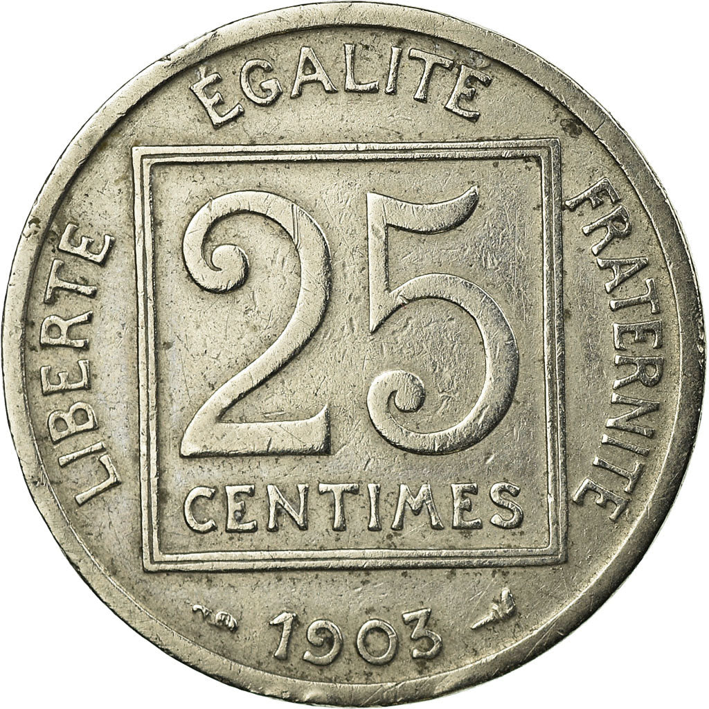 Coin, France, Patey, 25 Centimes, 1903, Paris, VF(30-35), Nickel, KM:855