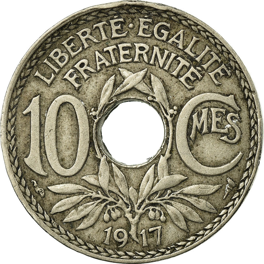 Moeda, França, Lindauer, 10 Centimes, 1917, EF(40-45), Cobre-níquel, KM:866a