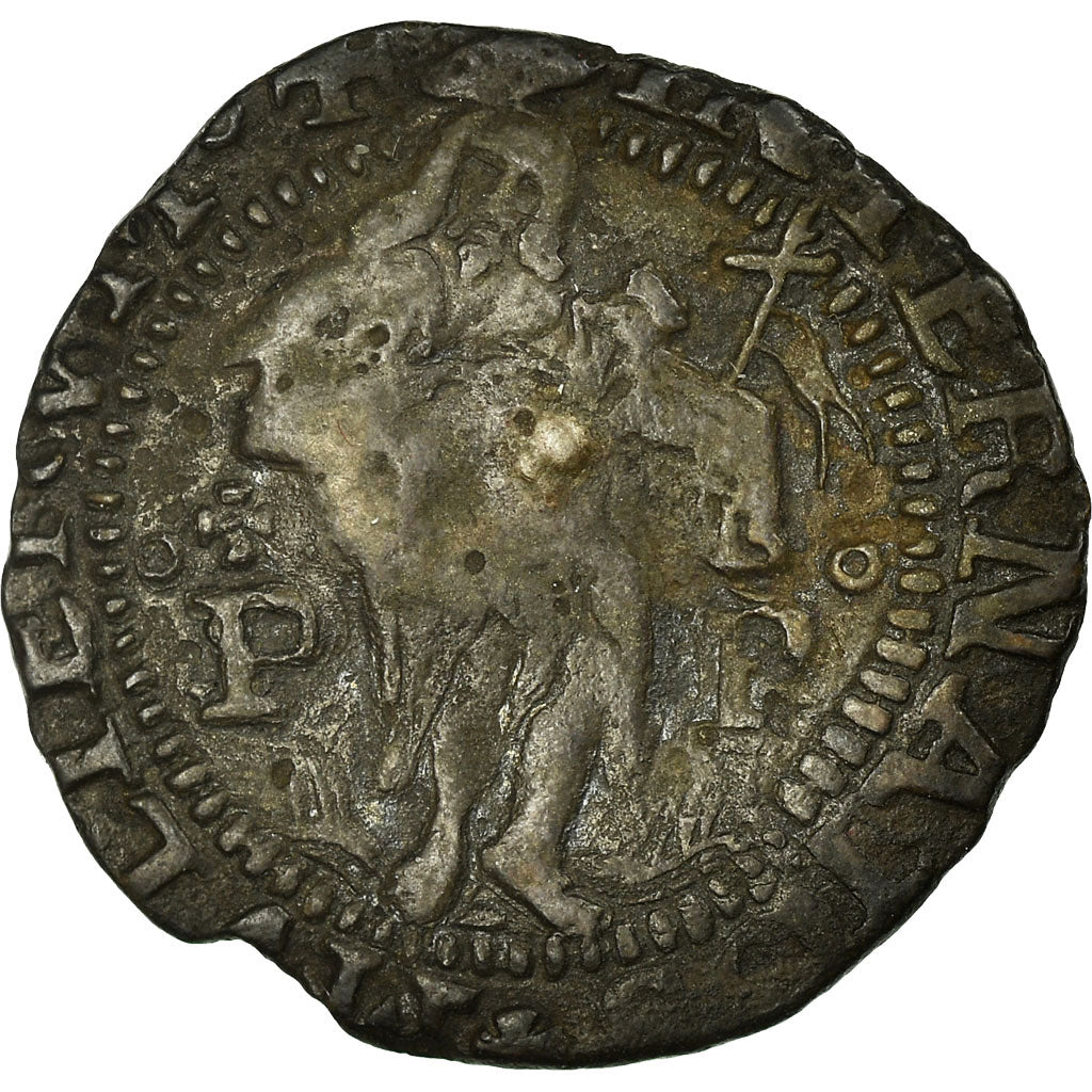 France, Double Sol, 1598, Perpignan, Billon, TTB