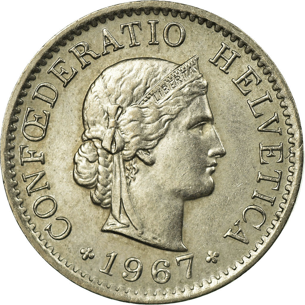 Coin, Switzerland, 5 Rappen, 1967, Bern, AU(50-53), Copper-nickel, KM:26