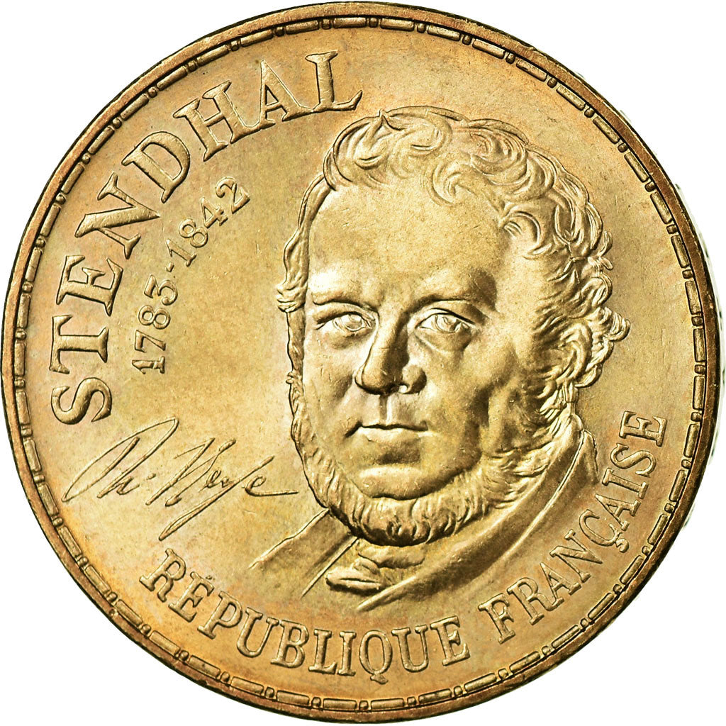 Moneta, Francja, Stendhal, 10 Francs, 1983, AU(55-58), Nikiel-Brąz, KM:953