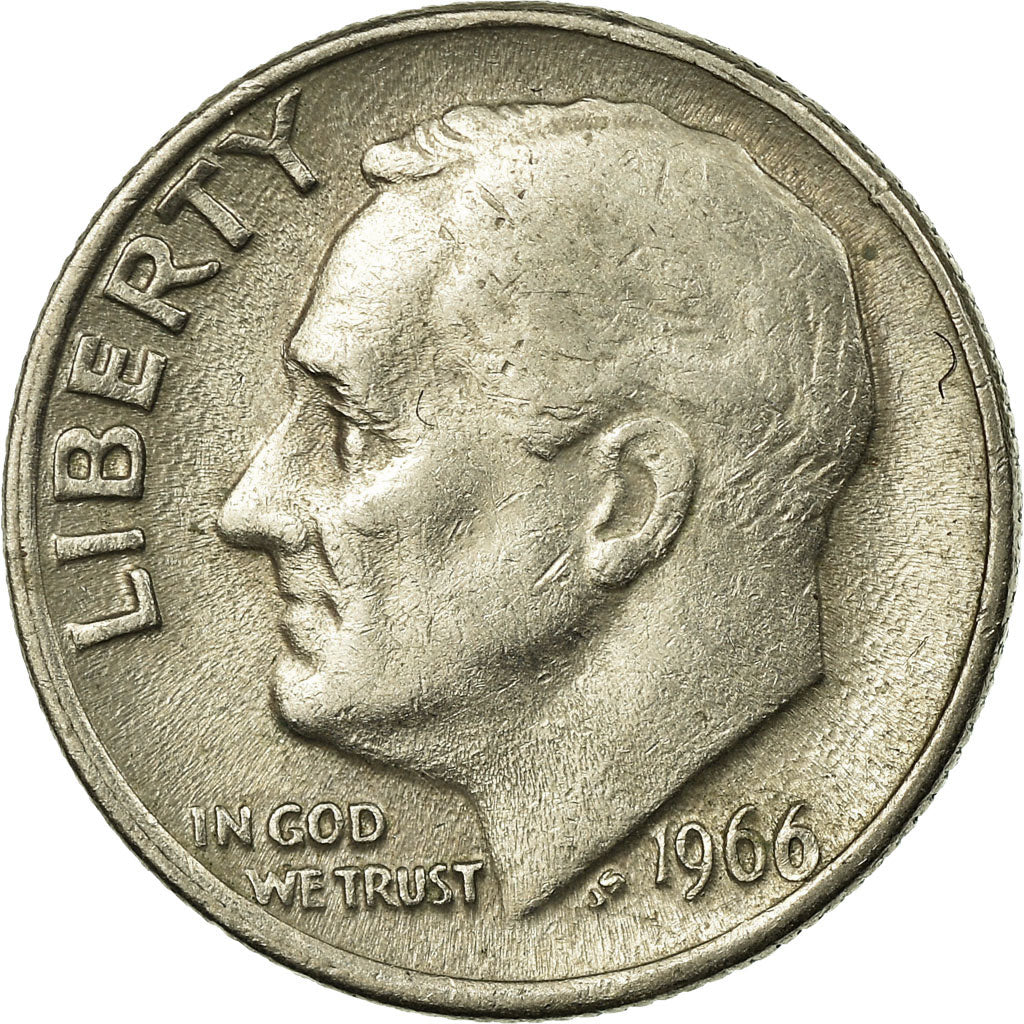 Coin, United States, Roosevelt Dime, Dime, 1966, U.S. Mint, Philadelphia