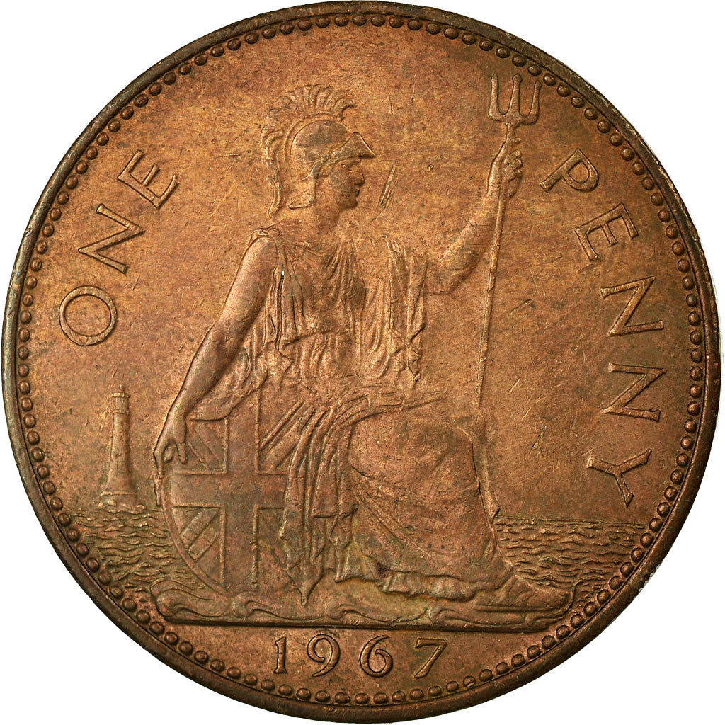Coin, Great Britain, Elizabeth II, Penny, 1967, EF(40-45), Bronze, KM:897