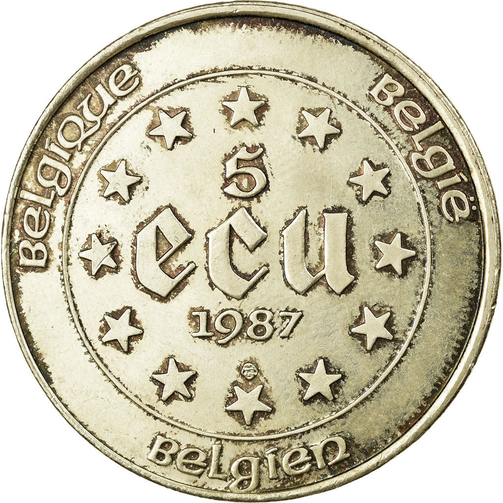 Münze, Belgien, 5 Ecu, 1987, SS, Silber, KM:166