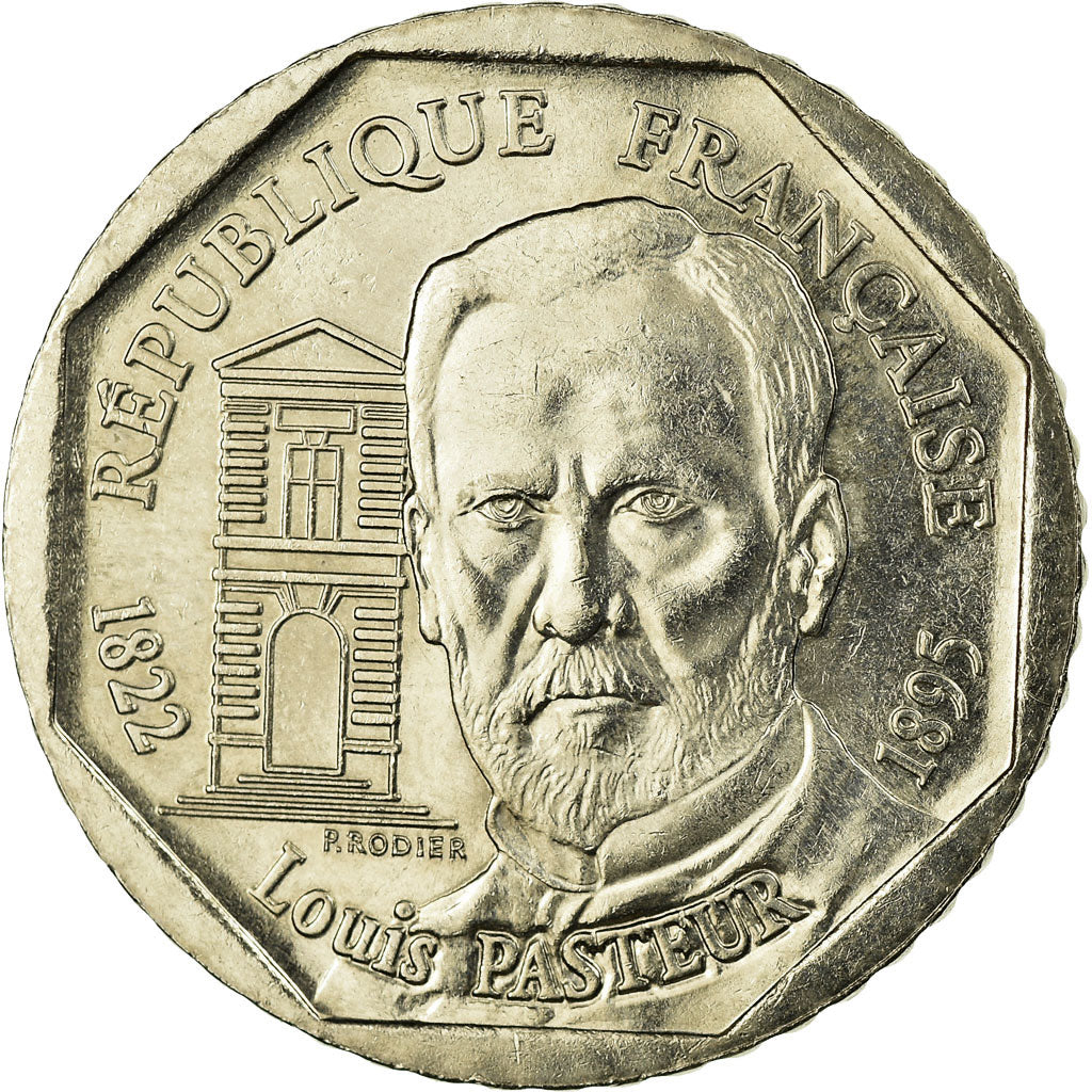 Coin, France, Pasteur, 2 Francs, 1995, AU(55-58), Nickel, KM:1119, Gadoury:549