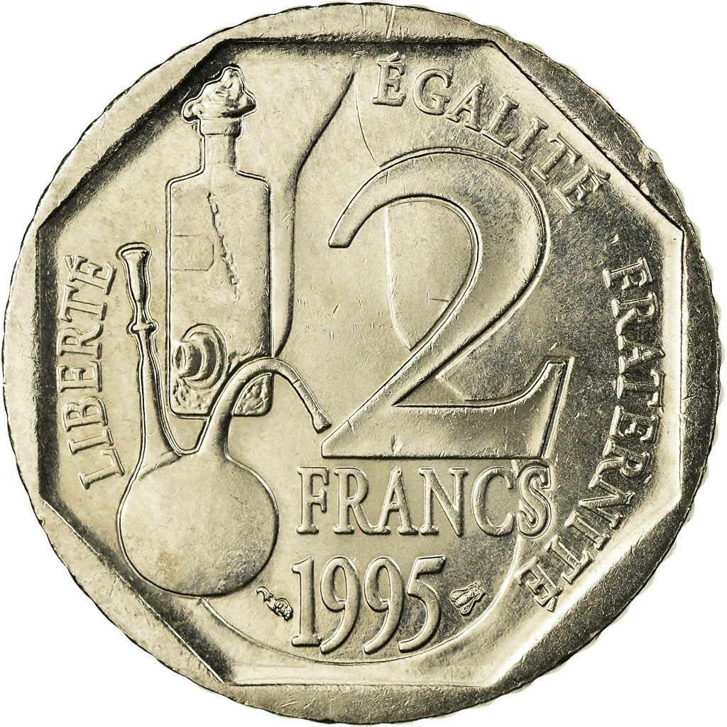 Coin, France, Pasteur, 2 Francs, 1995, AU(55-58), Nickel, KM:1119, Gadoury:549