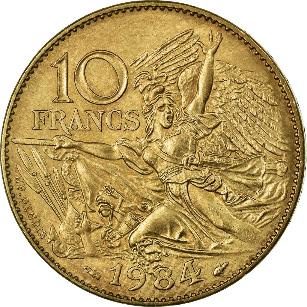 Moneta, Francja, François Rude, 10 Francs, 1984, AU(55-58), Nikiel-Brąz