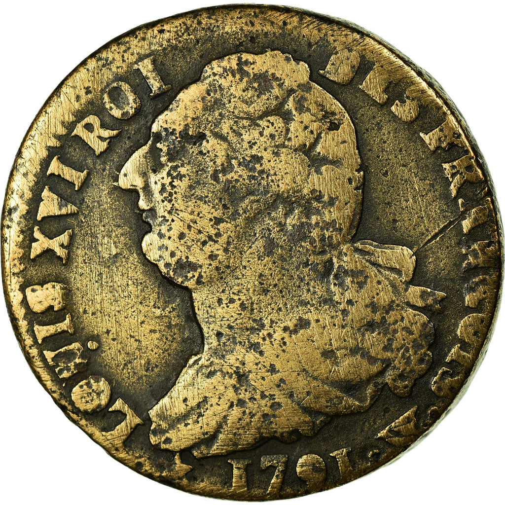 Coin, France, 2 sols françois, 2 Sols, 1791, Lille, VF(30-35), Bronze