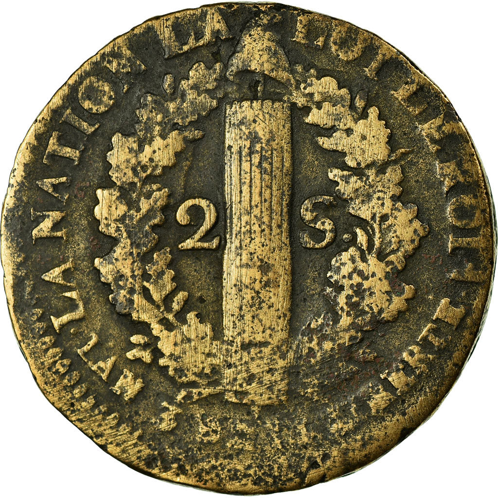 Coin, France, 2 sols françois, 2 Sols, 1791, Lille, VF(30-35), Bronze