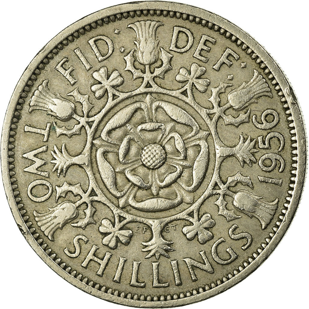 Monnaie, Grande-Bretagne, Elizabeth II, Florin, Two Shillings, 1956, TB+