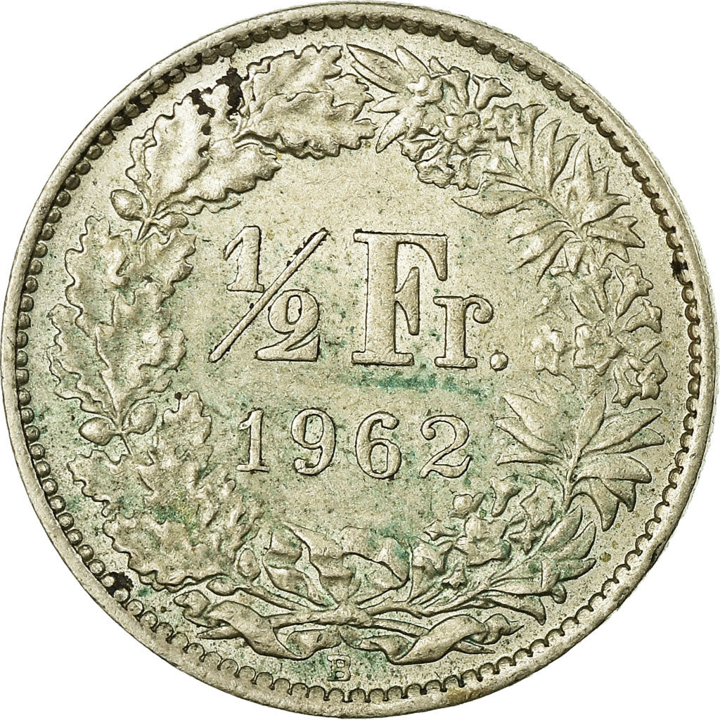 Coin, Switzerland, 1/2 Franc, 1962, Bern, AU(50-53), Silver, KM:23