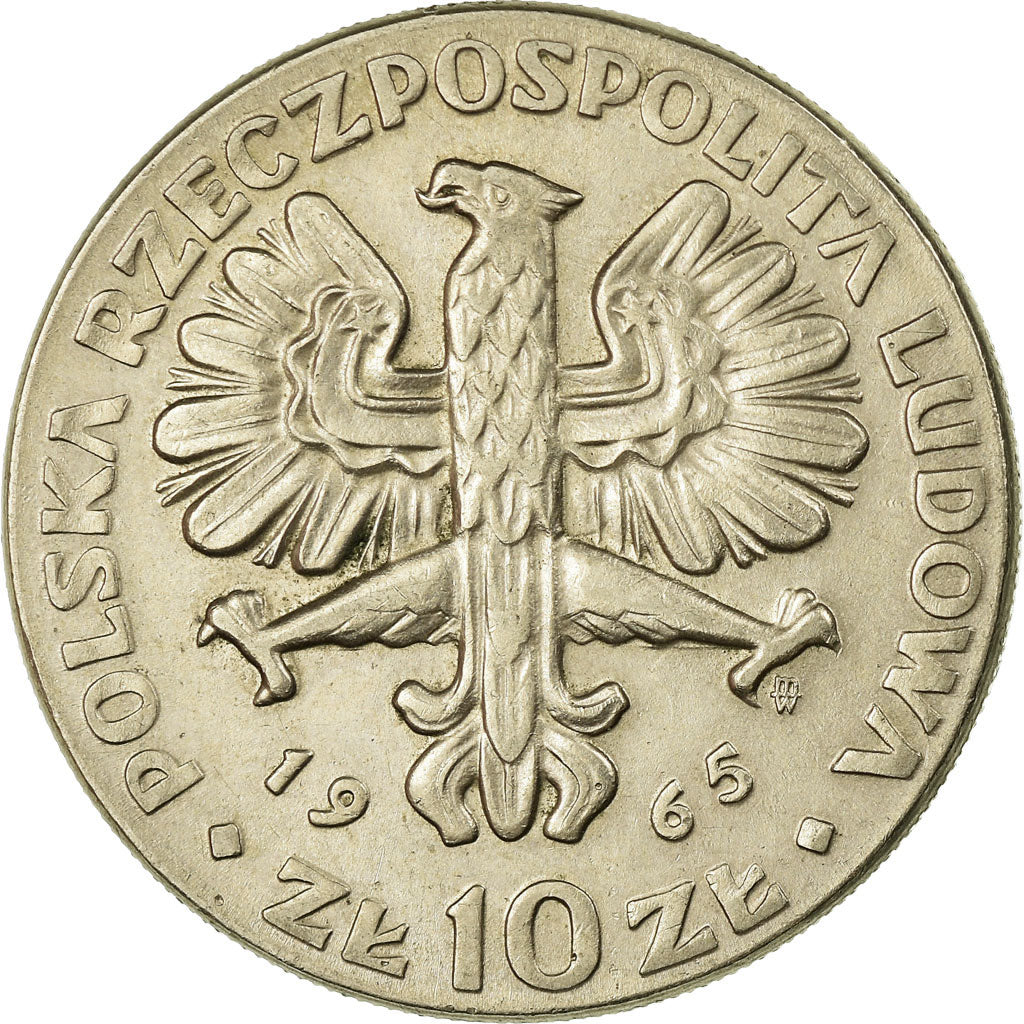 Moneta, Polonia, 10 Zlotych, 1965, Warsaw, BB, Rame-nichel, KM:54