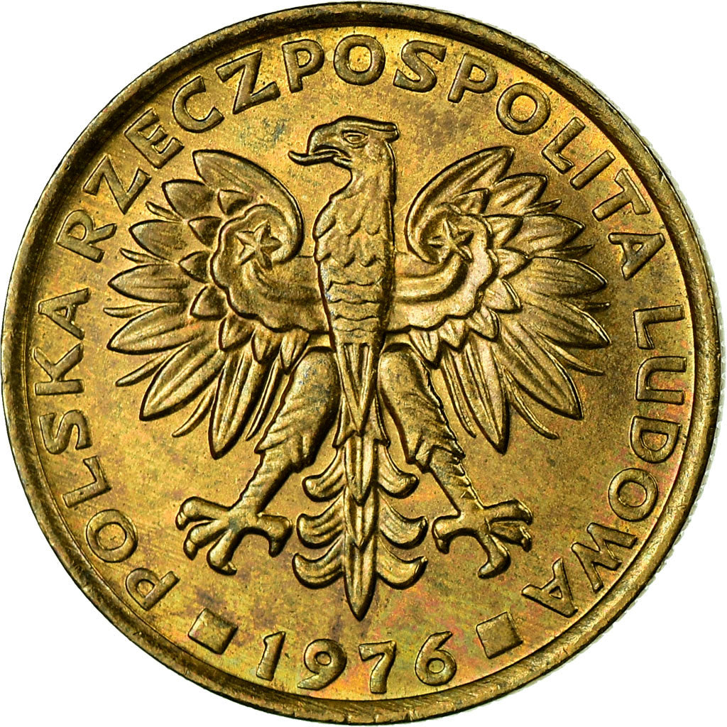 Coin, Poland, 2 Zlote, 1976, Warsaw, AU(55-58), Brass, KM:80.1