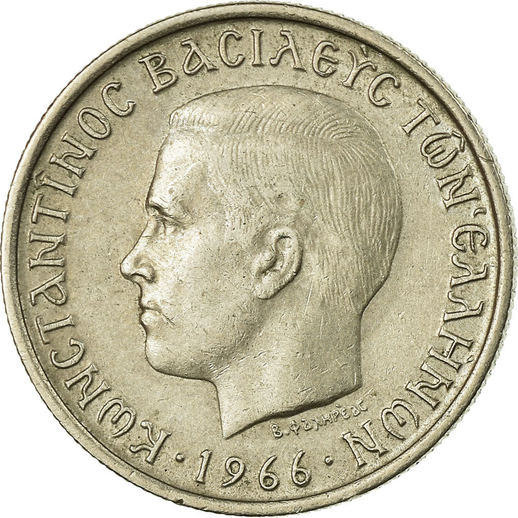 Coin, Greece, Constantine II, Drachma, 1966, AU(50-53), Copper-nickel, KM:89