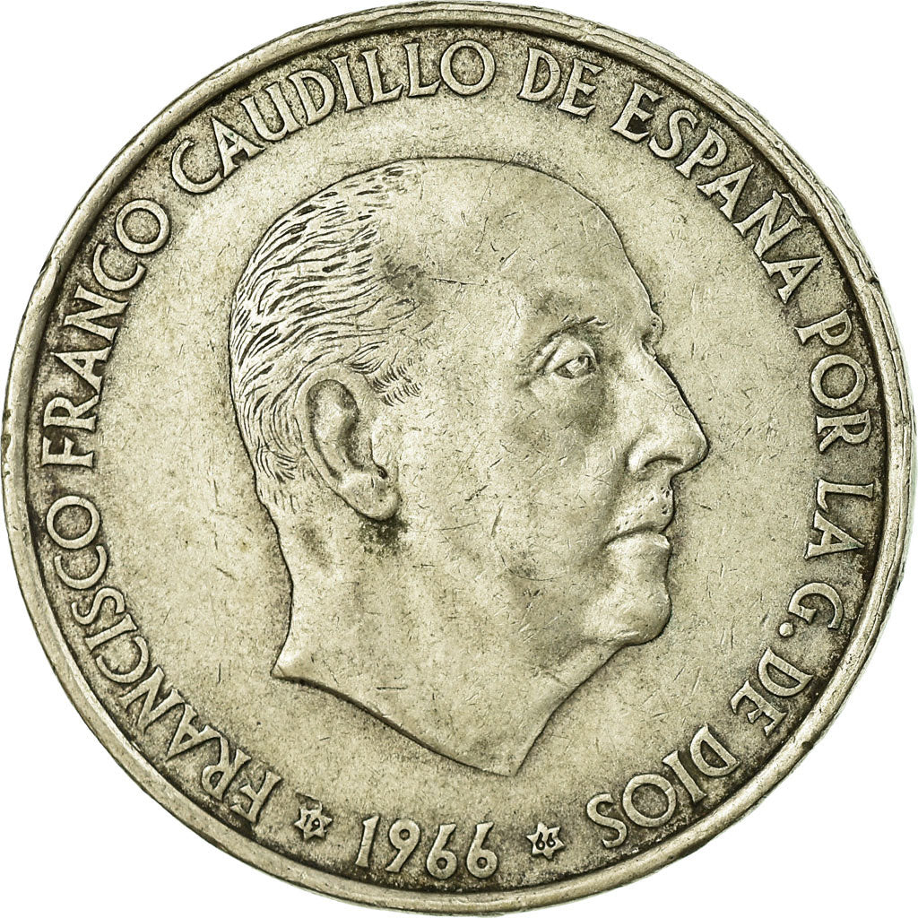 Coin, Spain, Caudillo and regent, 100 Pesetas, 1966, EF(40-45), Silver, KM:797