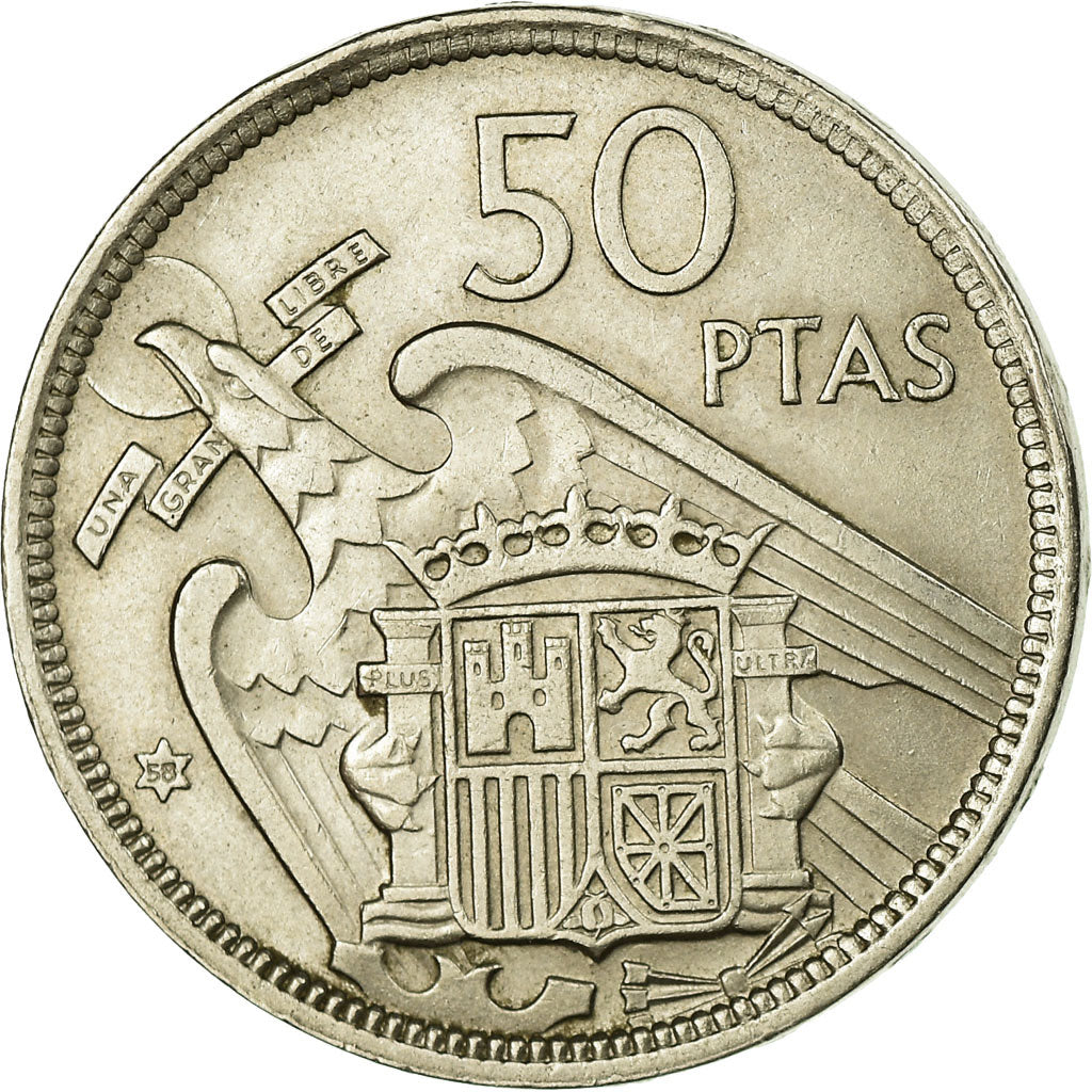 Munten, Spanje, Caudillo and regent, 50 Pesetas, 1958, ZF+, Copper-nickel