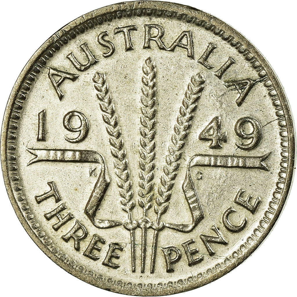 Coin, Australia, George VI, Threepence, 1949, VF(30-35), Silver, KM:44