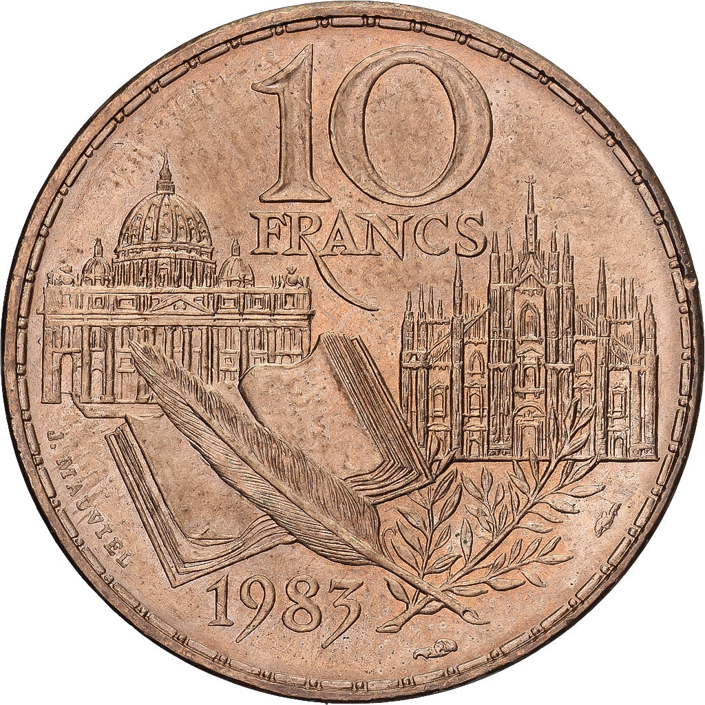 Moneda, Francia, Stendhal, 10 Francs, 1983, EBC, Níquel - bronce, KM:953