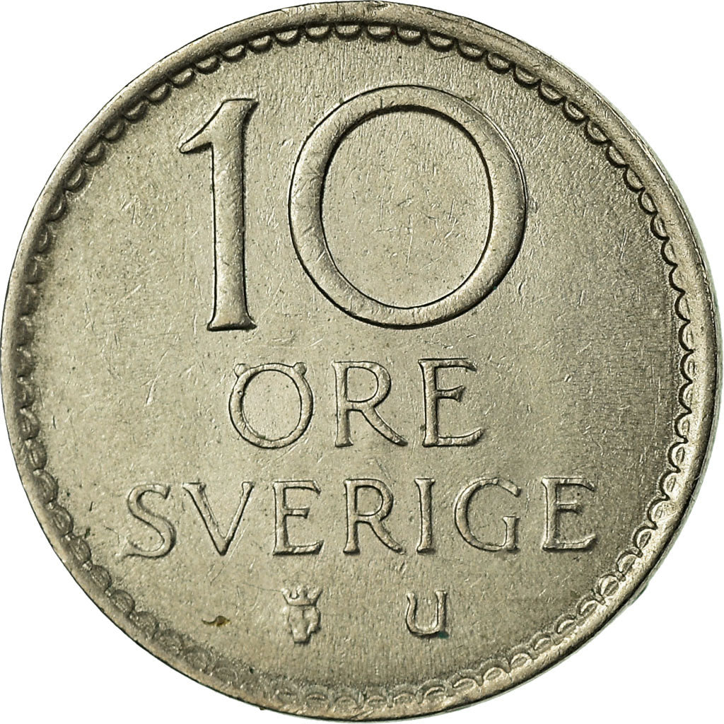 Moneta, Szwecja, Gustaf VI, 10 Öre, 1964, EF(40-45), Miedź-Nikiel, KM:835