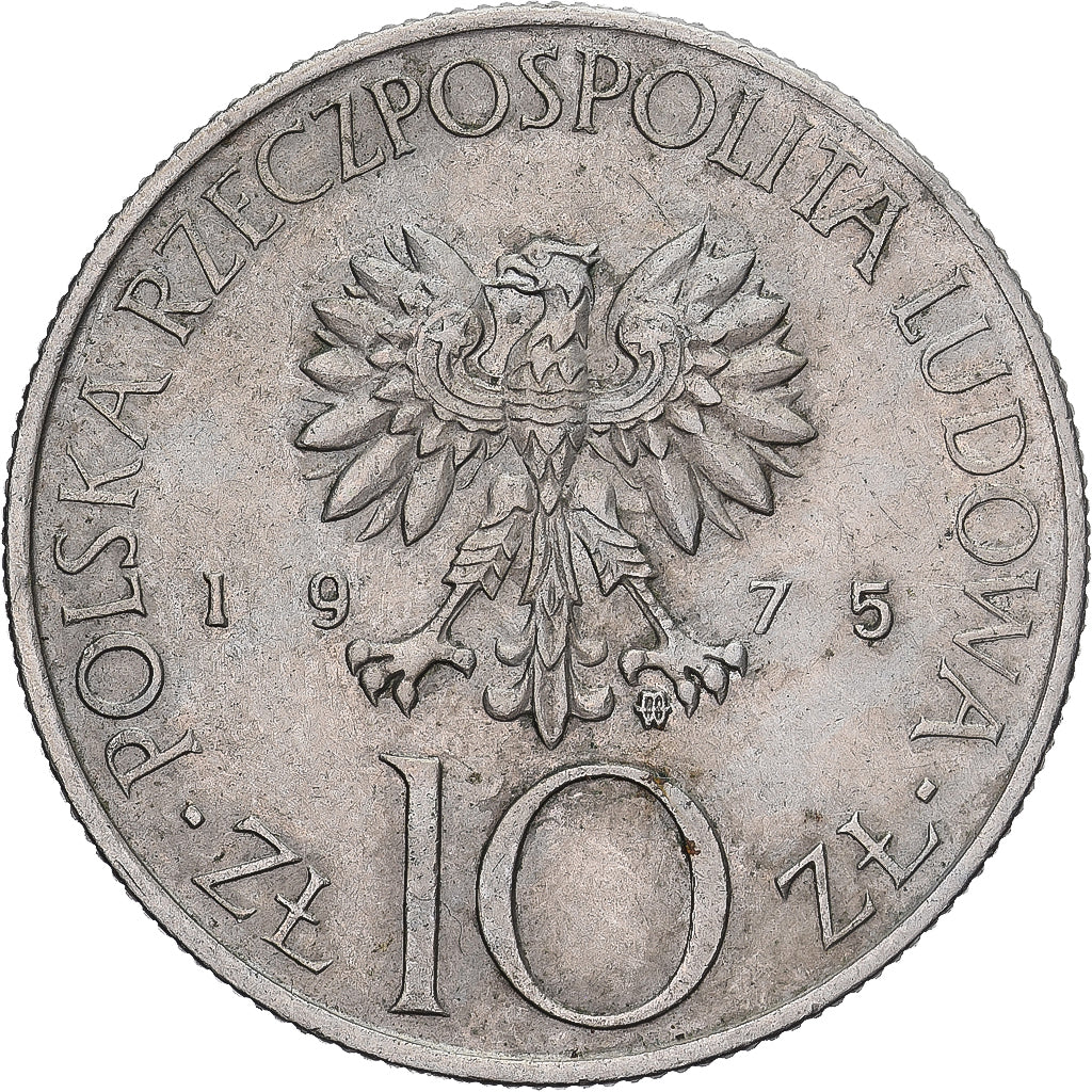 Coin, Poland, 10 Zlotych, 1975, Warsaw, EF(40-45), Copper-nickel, KM:74