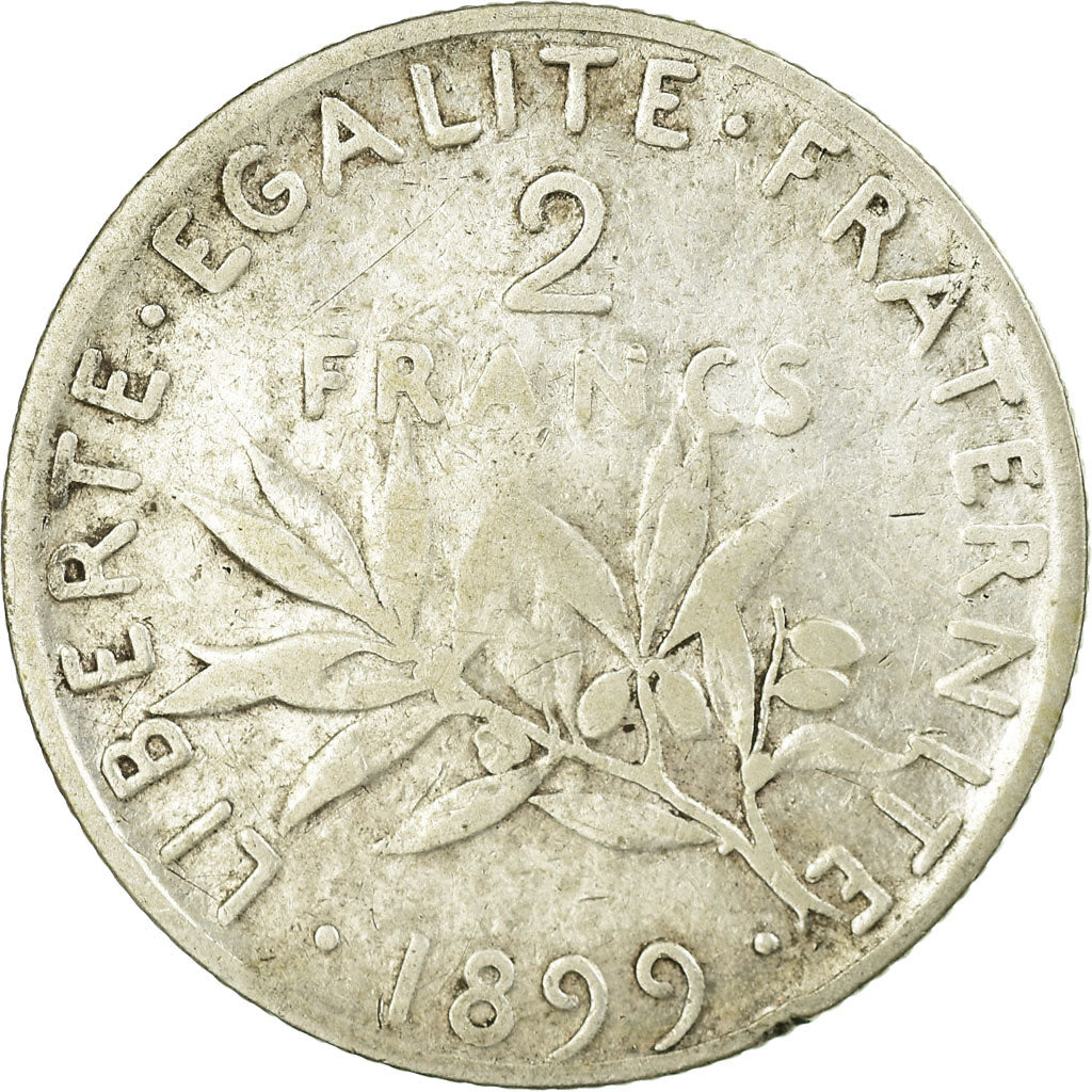 Moneta, Francia, Semeuse, 2 Francs, 1899, Paris, MB, Argento, KM:845.1