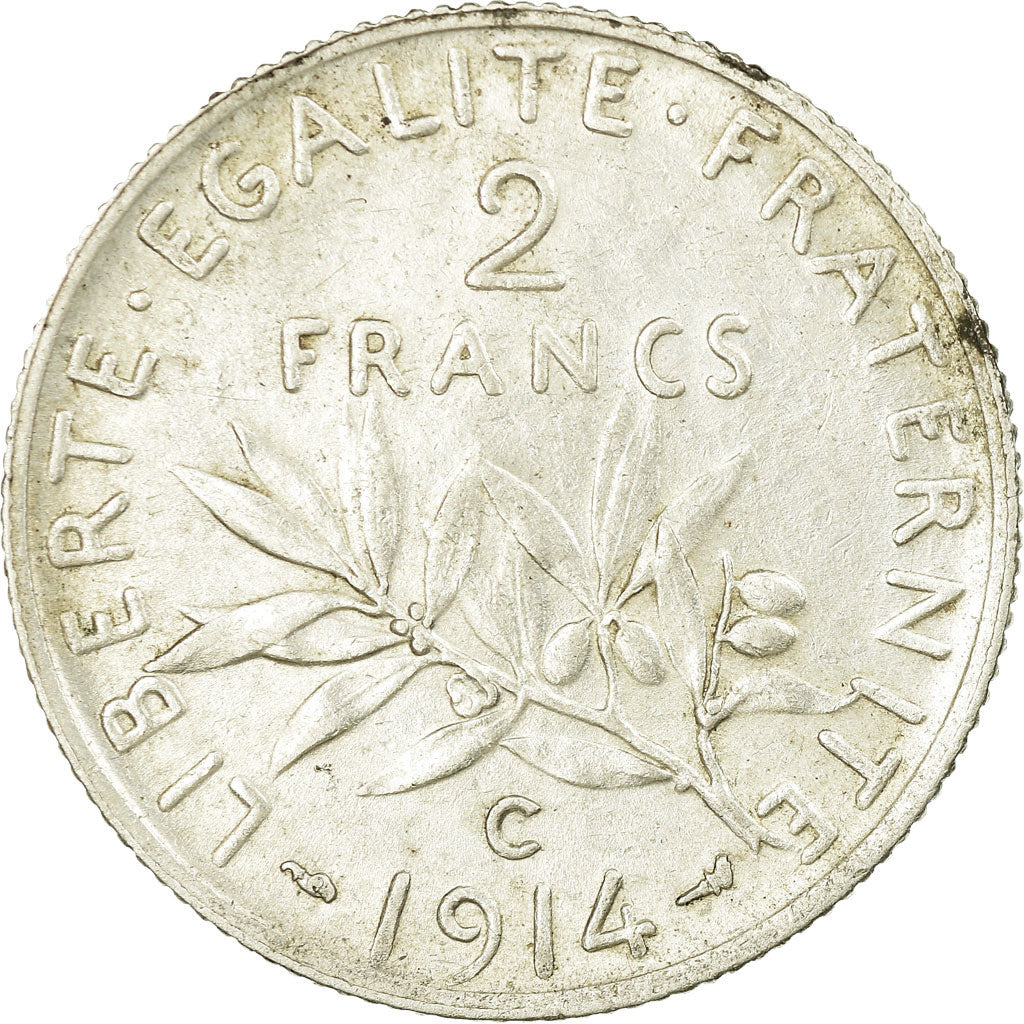 Monnaie, France, Semeuse, 2 Francs, 1914, Castelsarrasin, TTB, Argent