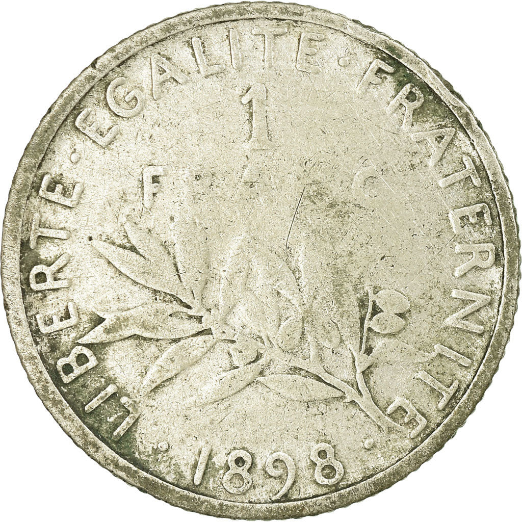 Moneta, Francia, Semeuse, Franc, 1898, Paris, MB, Argento, KM:844.1, Gadoury:467