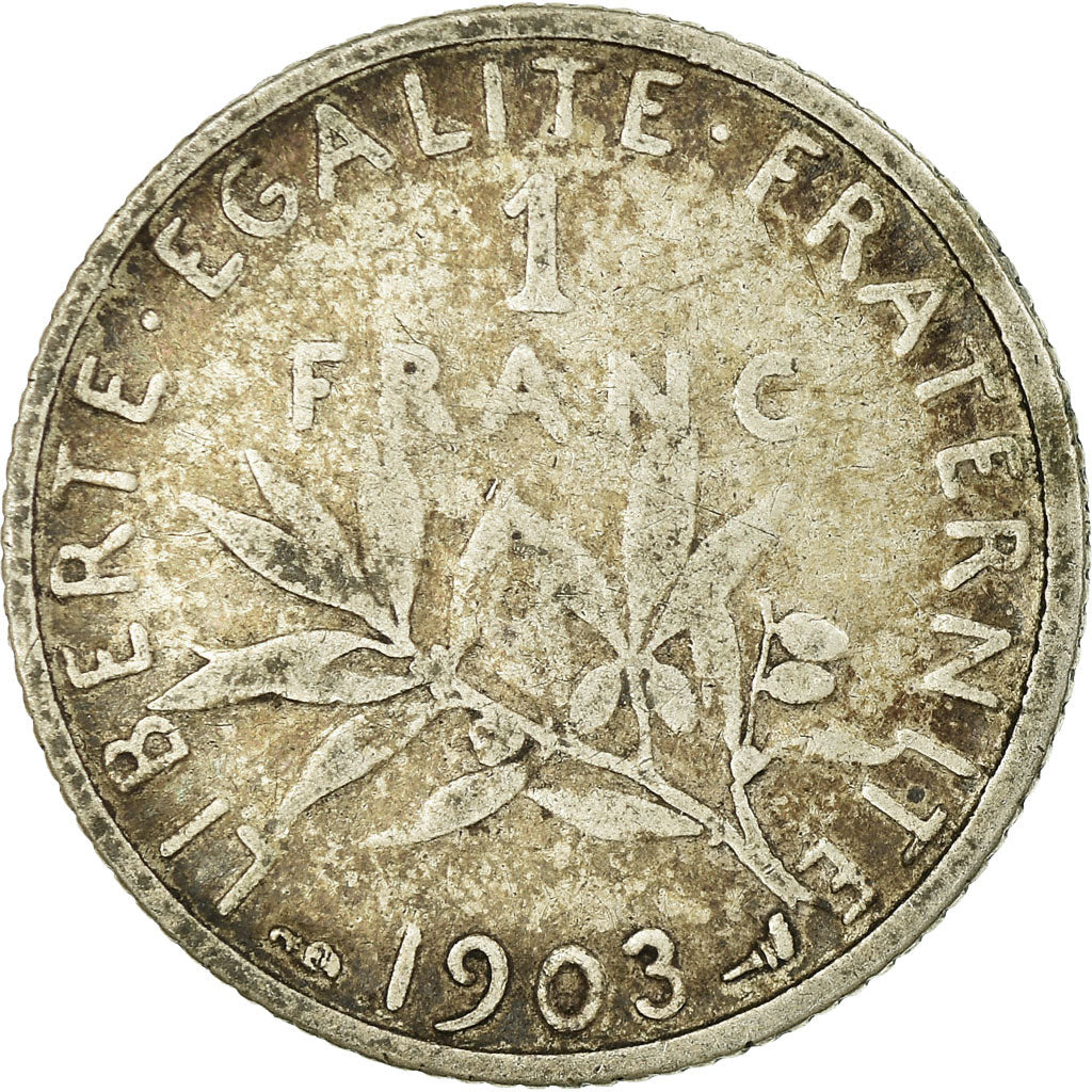 Monnaie, France, Semeuse, Franc, 1903, Paris, B+, Argent, Gadoury:467, KM:844.1