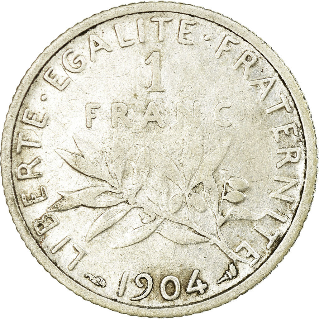 Coin, France, Semeuse, Franc, 1904, Paris, VF(20-25), Silver, KM:844.1