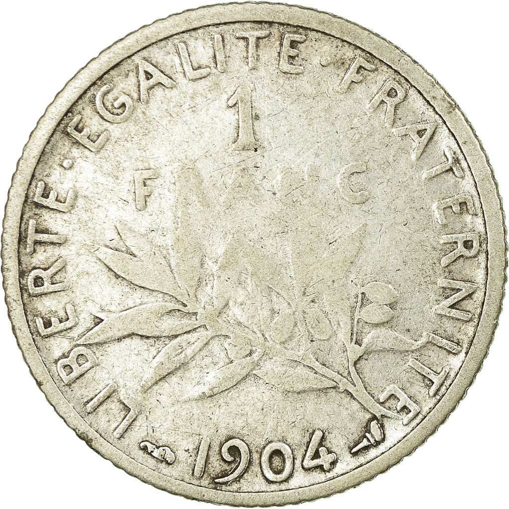 Moneta, Francja, Semeuse, Franc, 1904, Paris, F(12-15), Srebro, KM:844.1