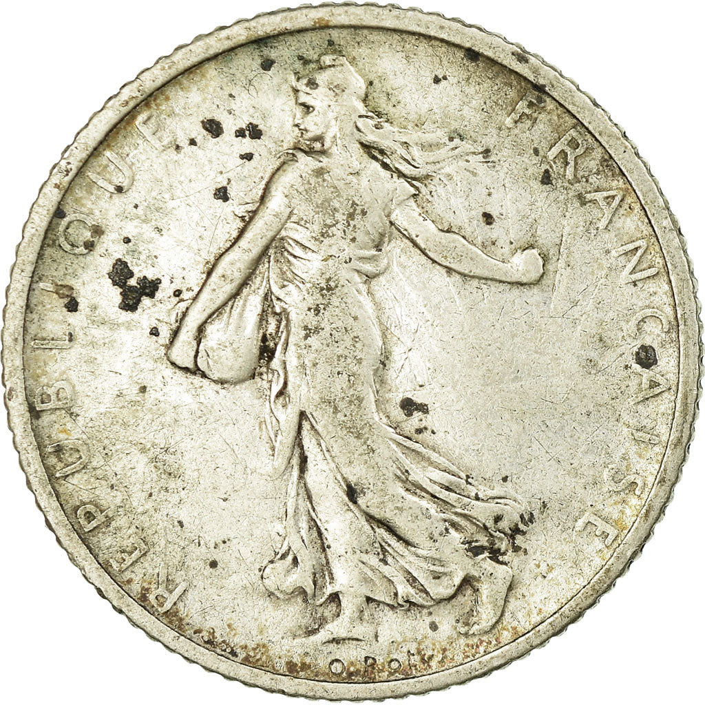 Moneta, Francja, Semeuse, Franc, 1907, Paris, VF(20-25), Srebro, KM:844.1