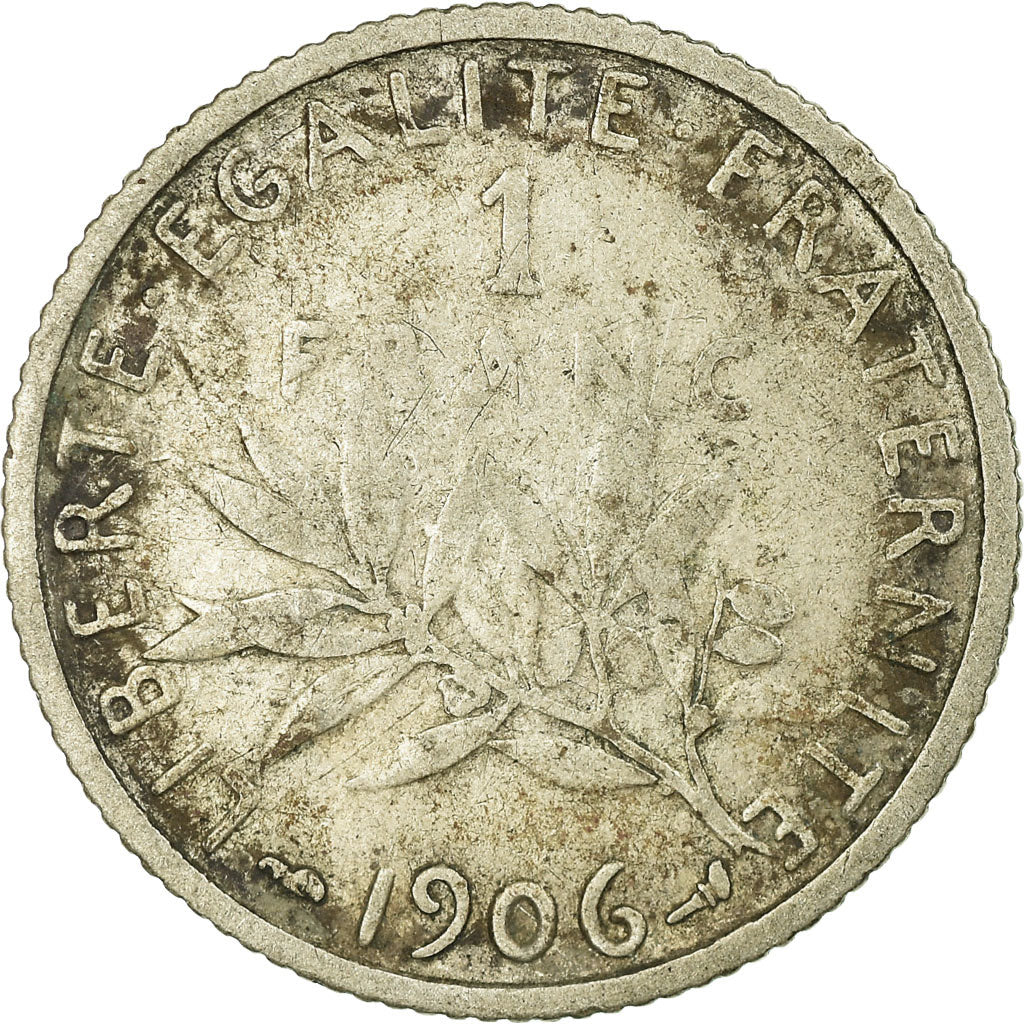 Coin, France, Semeuse, Franc, 1906, Paris, F(12-15), Silver, KM:844.1