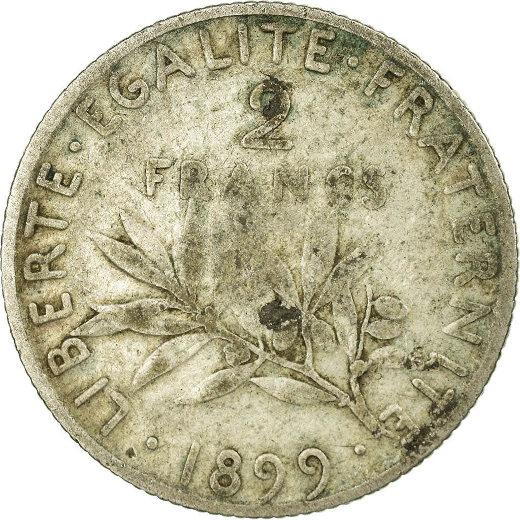 Moeda, França, Semeuse, 2 Francs, 1899, Paris, F(12-15), Prata, KM:845.1