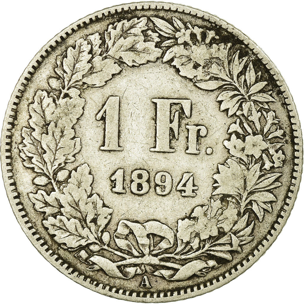 Coin, Switzerland, Franc, 1894, Paris, VF(20-25), Silver, KM:24
