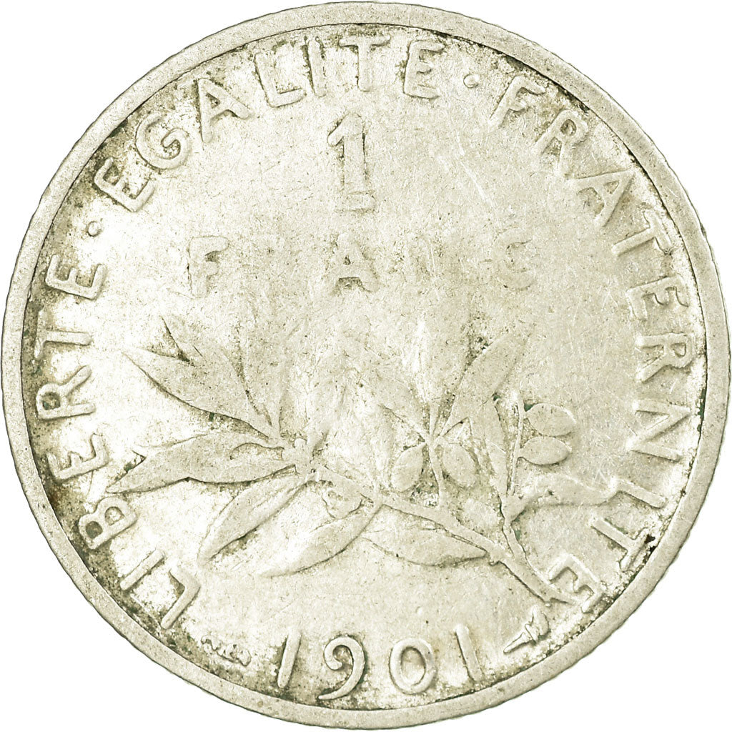 Moneta, Francja, Semeuse, Franc, 1901, Paris, F(12-15), Srebro, KM:844.1