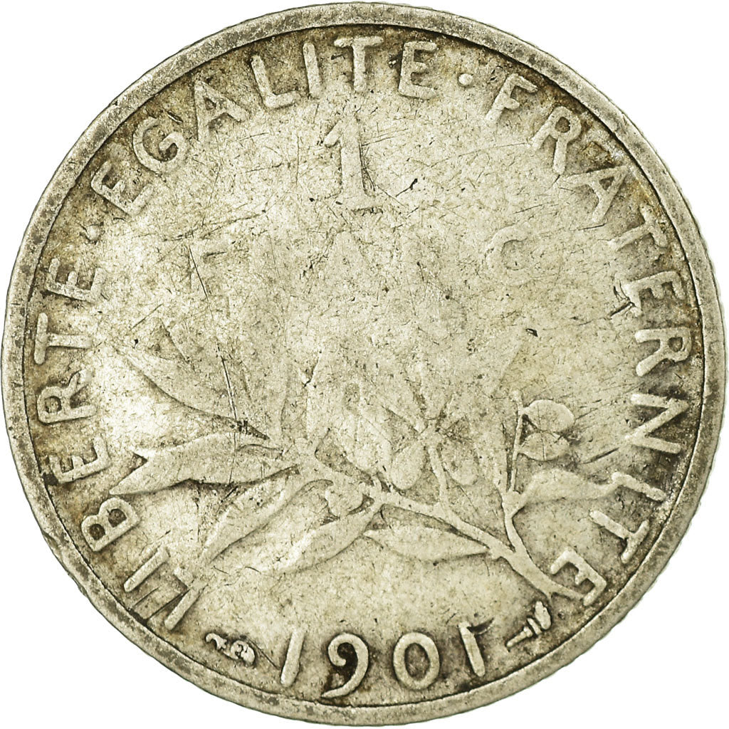 Monnaie, France, Semeuse, Franc, 1901, Paris, B+, Argent, Gadoury:467, KM:844.1