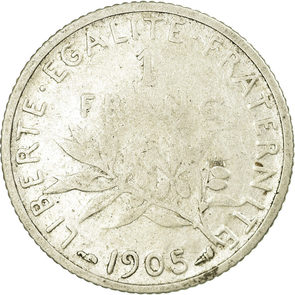 Moneda, Francia, Semeuse, Franc, 1905, Paris, BC, Plata, KM:844.1, Gadoury:467