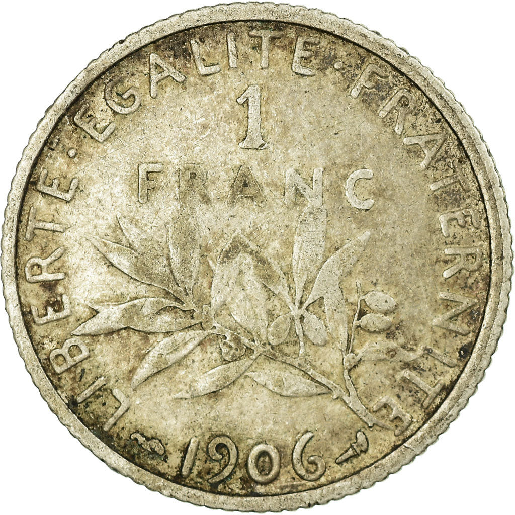 Coin, France, Semeuse, Franc, 1906, Paris, VF(20-25), Silver, KM:844.1