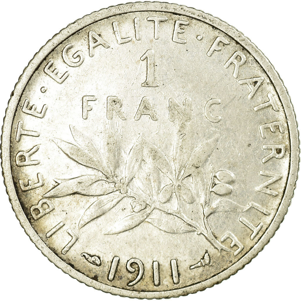 Coin, France, Semeuse, Franc, 1911, Paris, VF(20-25), Silver, KM:844.1