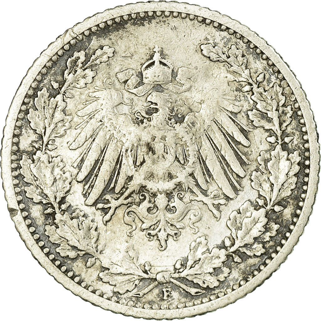 Coin, GERMANY - EMPIRE, 1/2 Mark, 1906, Stuttgart, VF(30-35), Silver, KM:17