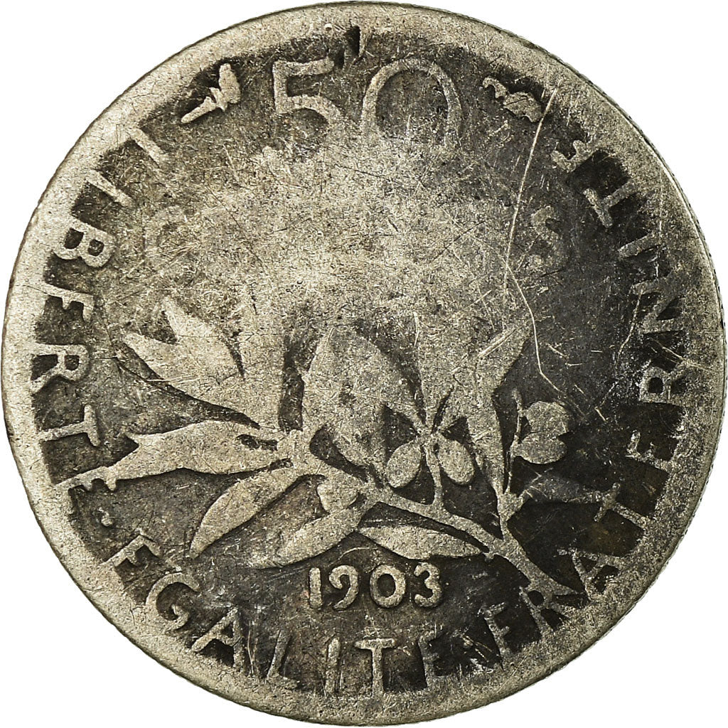 Monnaie, France, Semeuse, 50 Centimes, 1903, Paris, B+, Argent, Gadoury:467