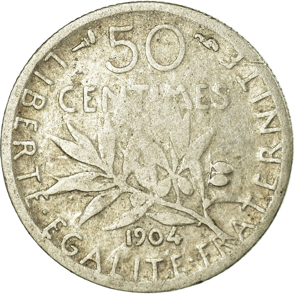 Monnaie, France, Semeuse, 50 Centimes, 1904, Paris, B+, Argent, Gadoury:467