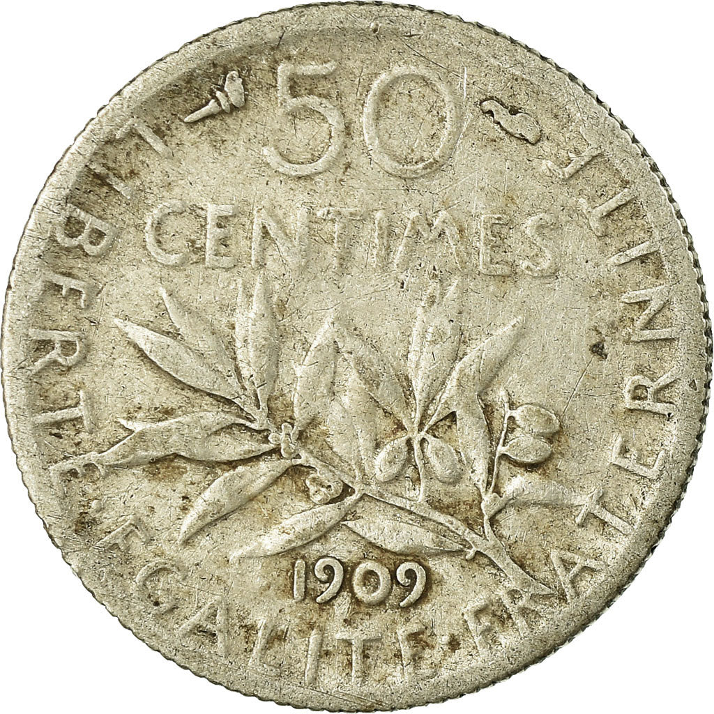 Münze, Frankreich, Semeuse, 50 Centimes, 1909, Paris, S, Silber, KM:854