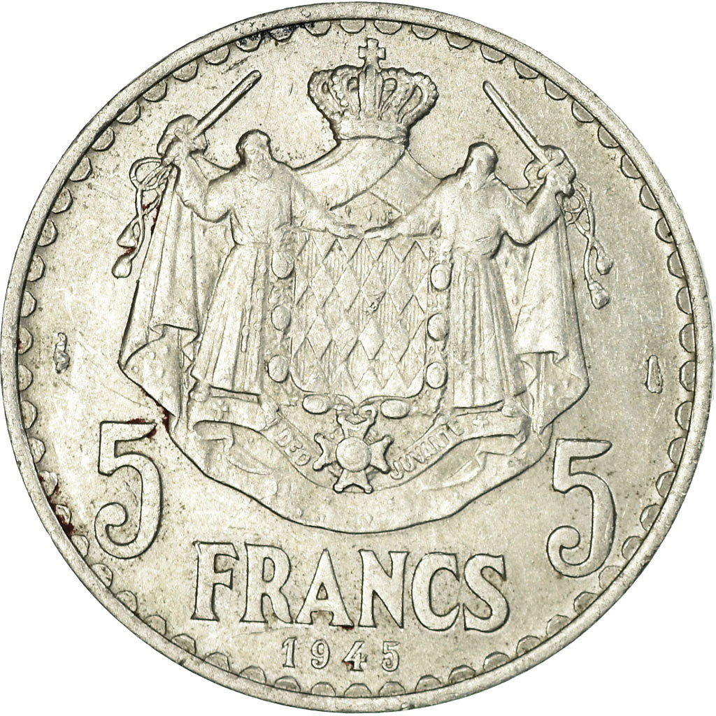 Münze, Monaco, Louis II, 5 Francs, 1945, S+, Aluminium, KM:122