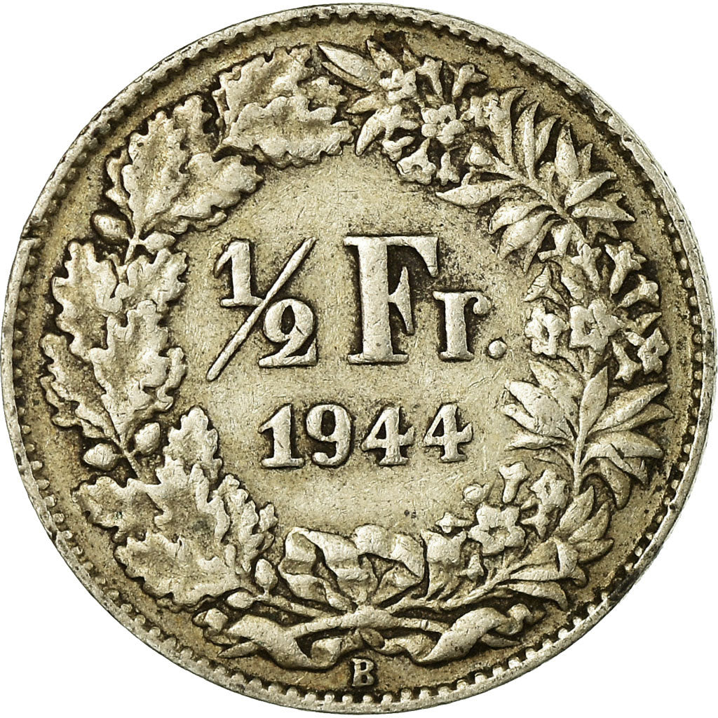 Coin, Switzerland, 1/2 Franc, 1944, Bern, EF(40-45), Silver, KM:23