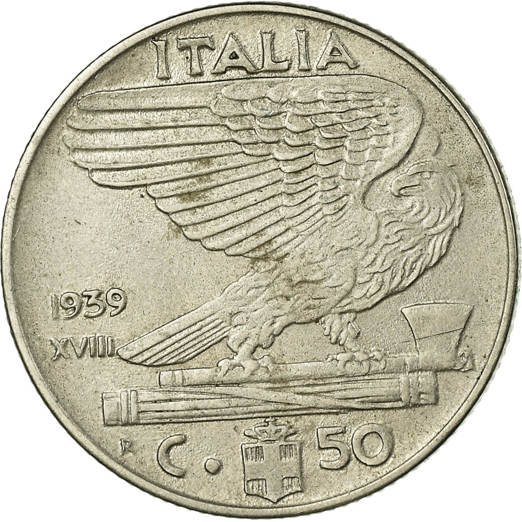 Coin, Italy, Vittorio Emanuele III, 50 Centesimi, 1939, Rome, EF(40-45)